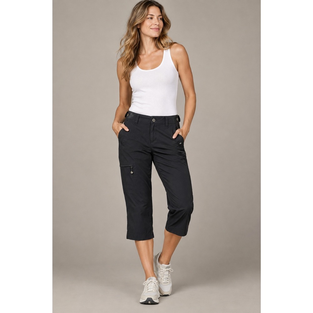 Eddie Bauer Sport Pants 8 Black Hiking Capri Utility Gorpcore Outdoor Techwear